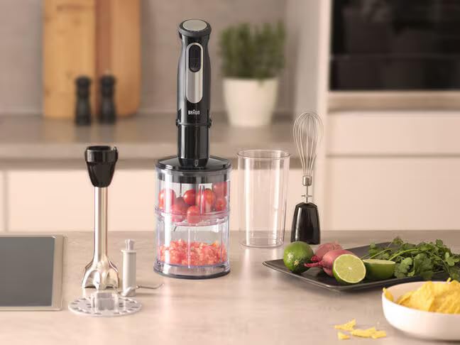 Braun MultiQuick 5 Pro Hand Blender 1000W with Beaker, 500ml Chopper, Whisk