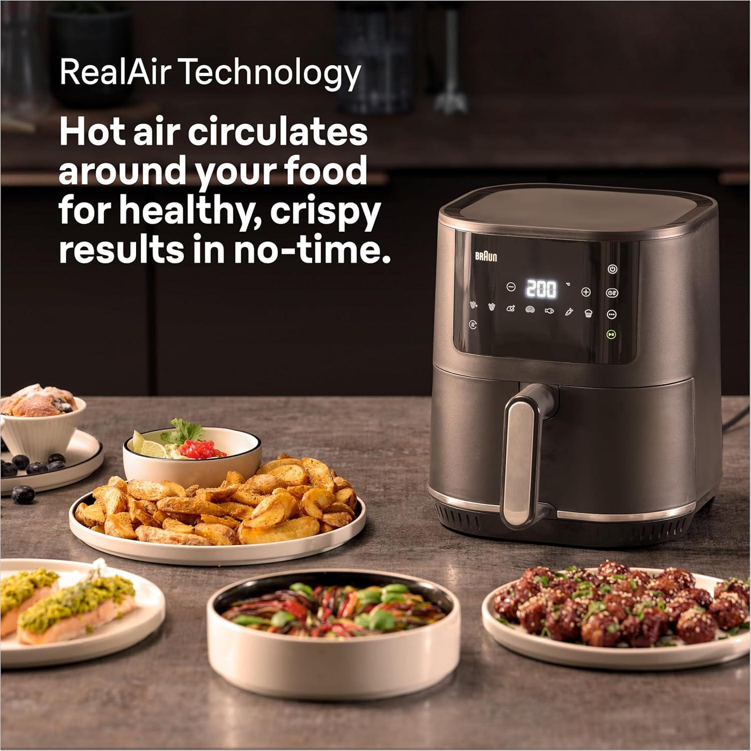 Braun MultiFry 4.3L HF3030 digital control panel with cooking programs