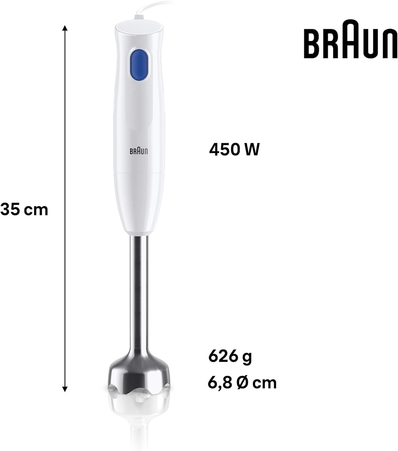 Braun MultiQuick 1 Hand Blender 450W with Beaker, Chopper, Whisk