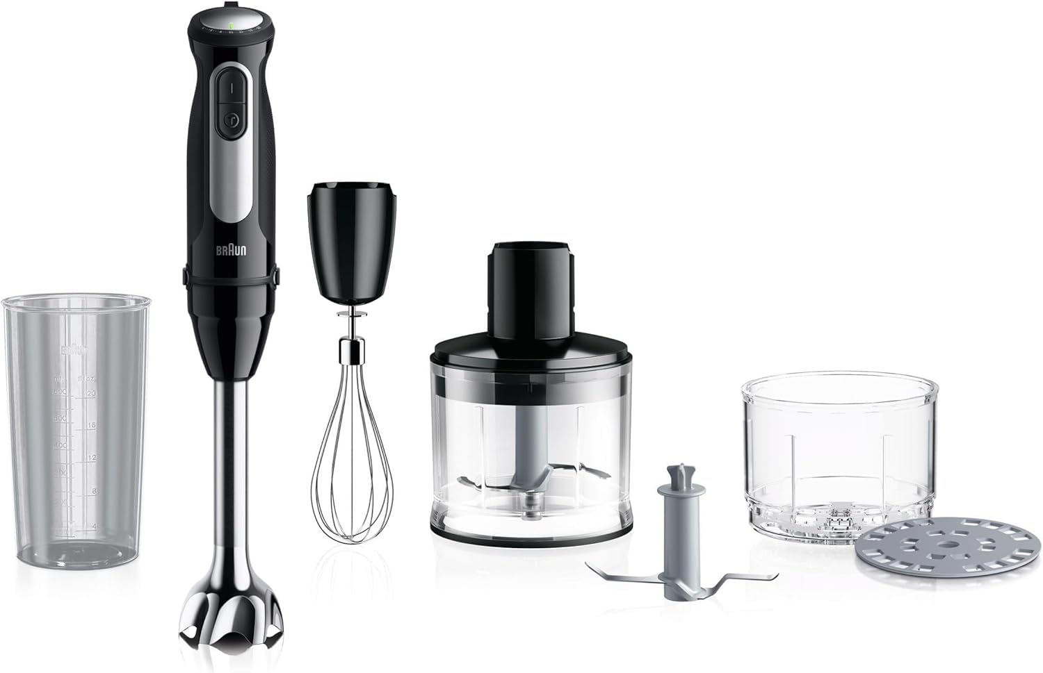 Braun MultiQuick 5 Pro Hand Blender 1000W with Beaker, 500ml Chopper, Whisk