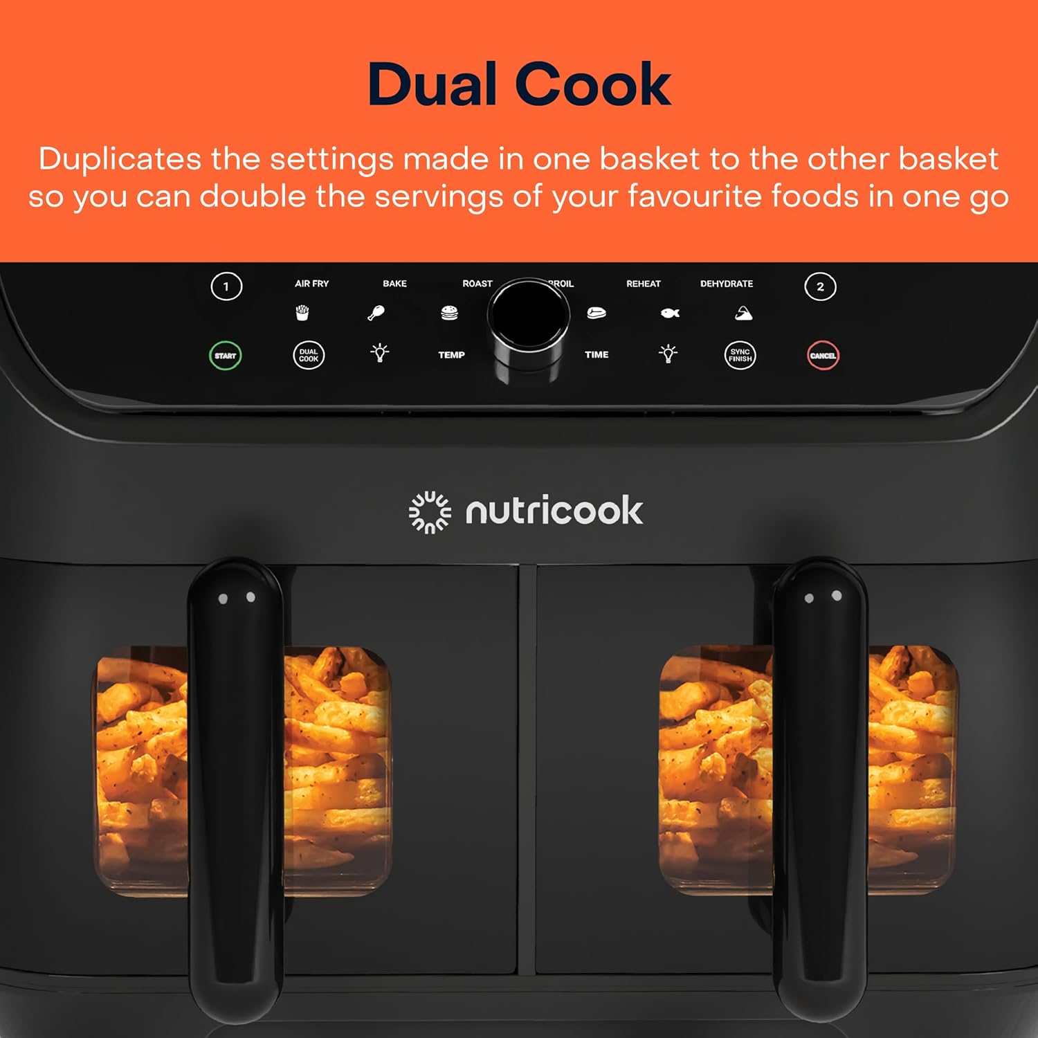 Nutricook Duo air fryer viewing windows with internal lights
