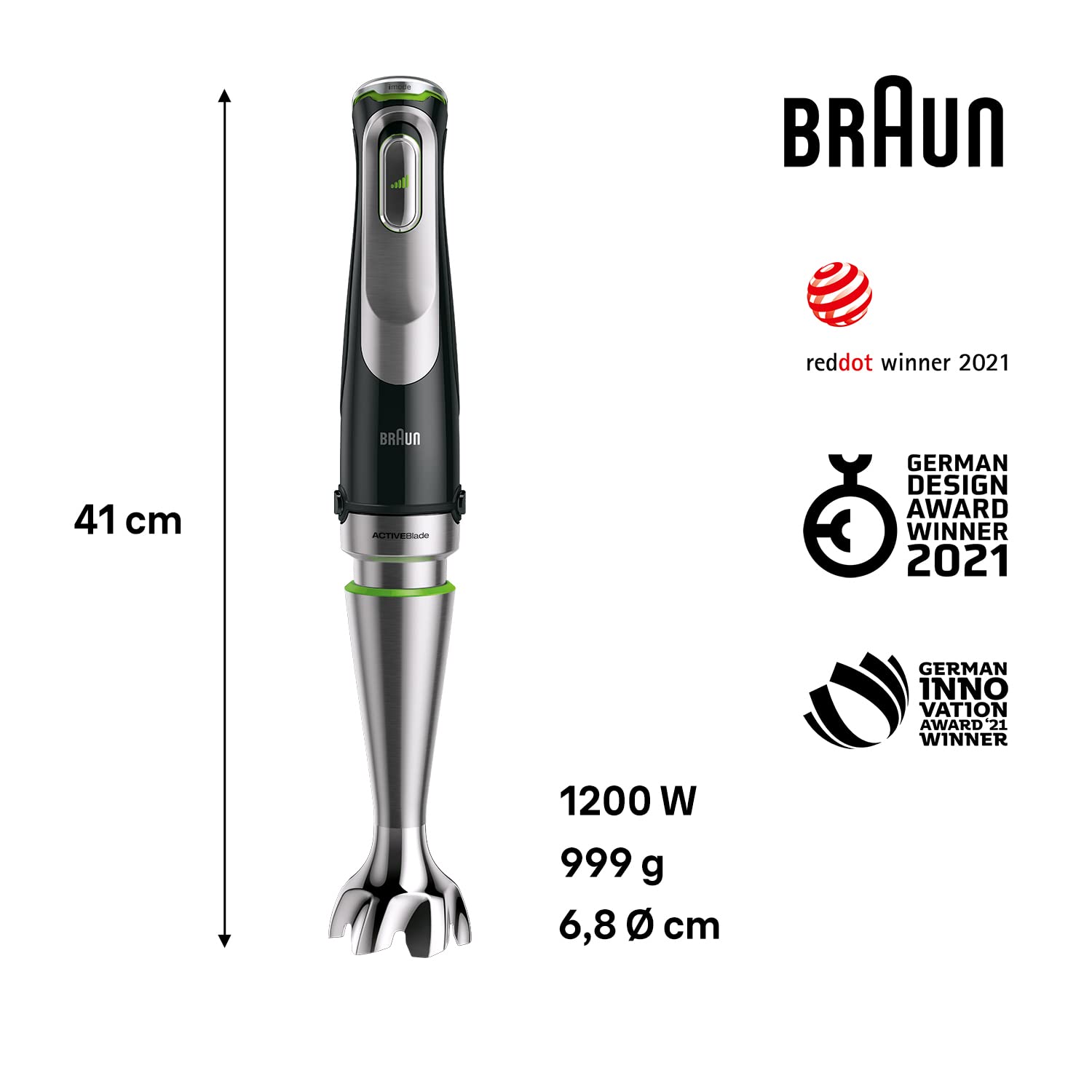 Braun MultiQuick 9 Hand Blender 1200W with Beaker, 2L Food Processor, Chopper, Puree Masher, Whisk