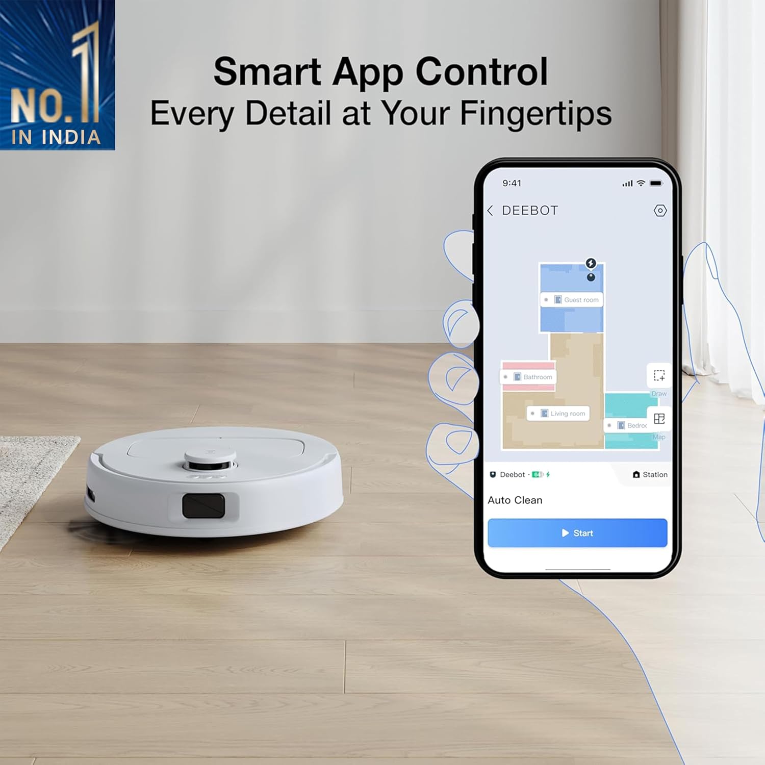 ECOVACS DEEBOT N30 White 2 in 1 Robot Vacuum Cleaner & Mop