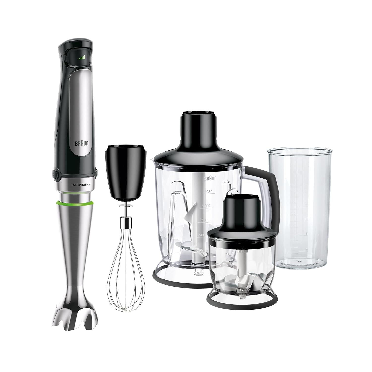Braun MultiQuick 7 MQ7045X Hand Blender 1000W with Beaker, 1.25L Blender, Chopper, Whisk