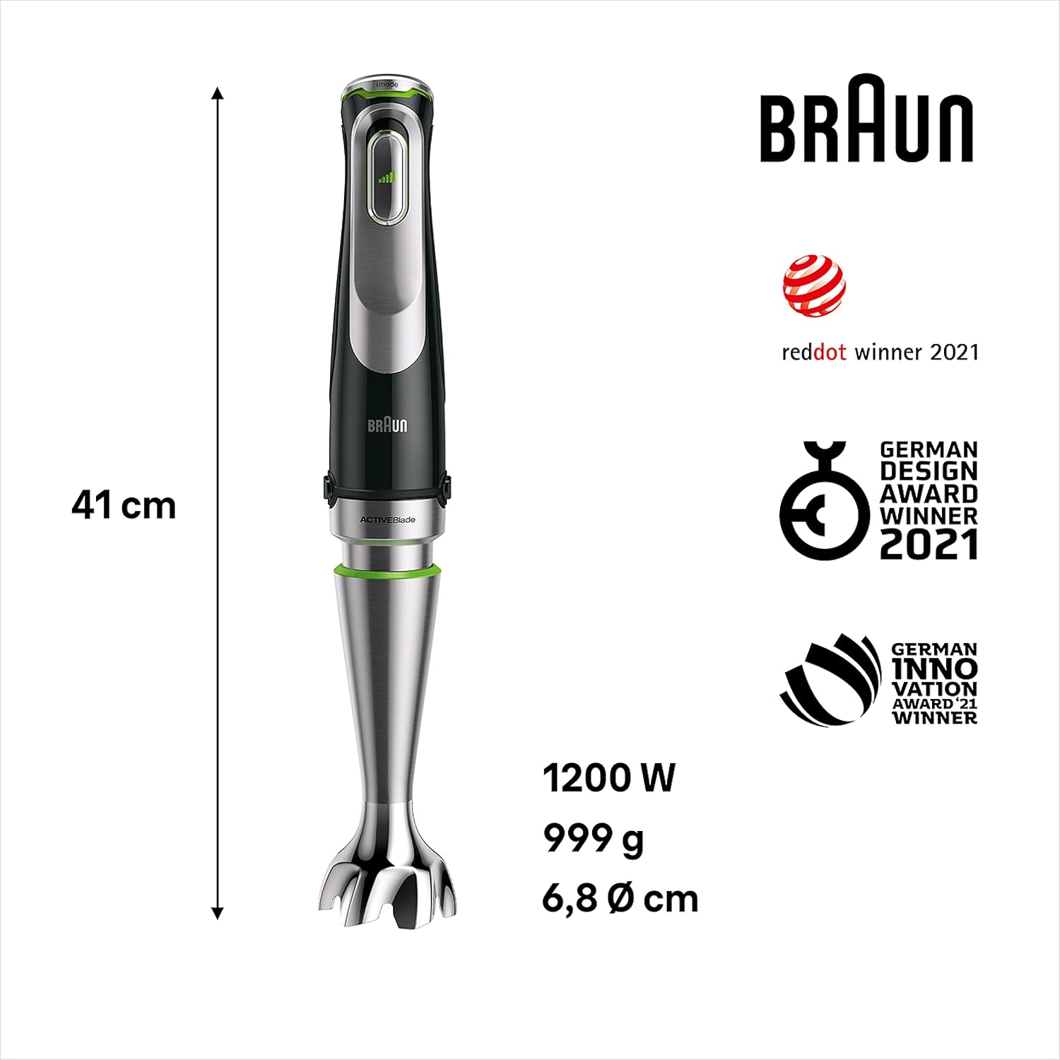 Braun MultiQuick 9 Hand Blender 1200W with Beaker, 1.25L Blender, Chopper, Puree Masher, Whisk