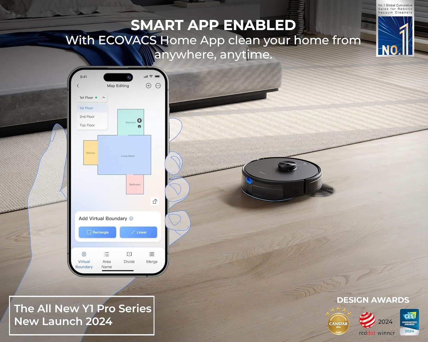 ECOVACS DEEBOT Y1 PRO (2 in 1 Robot Vacuum Cleaner & Mop)