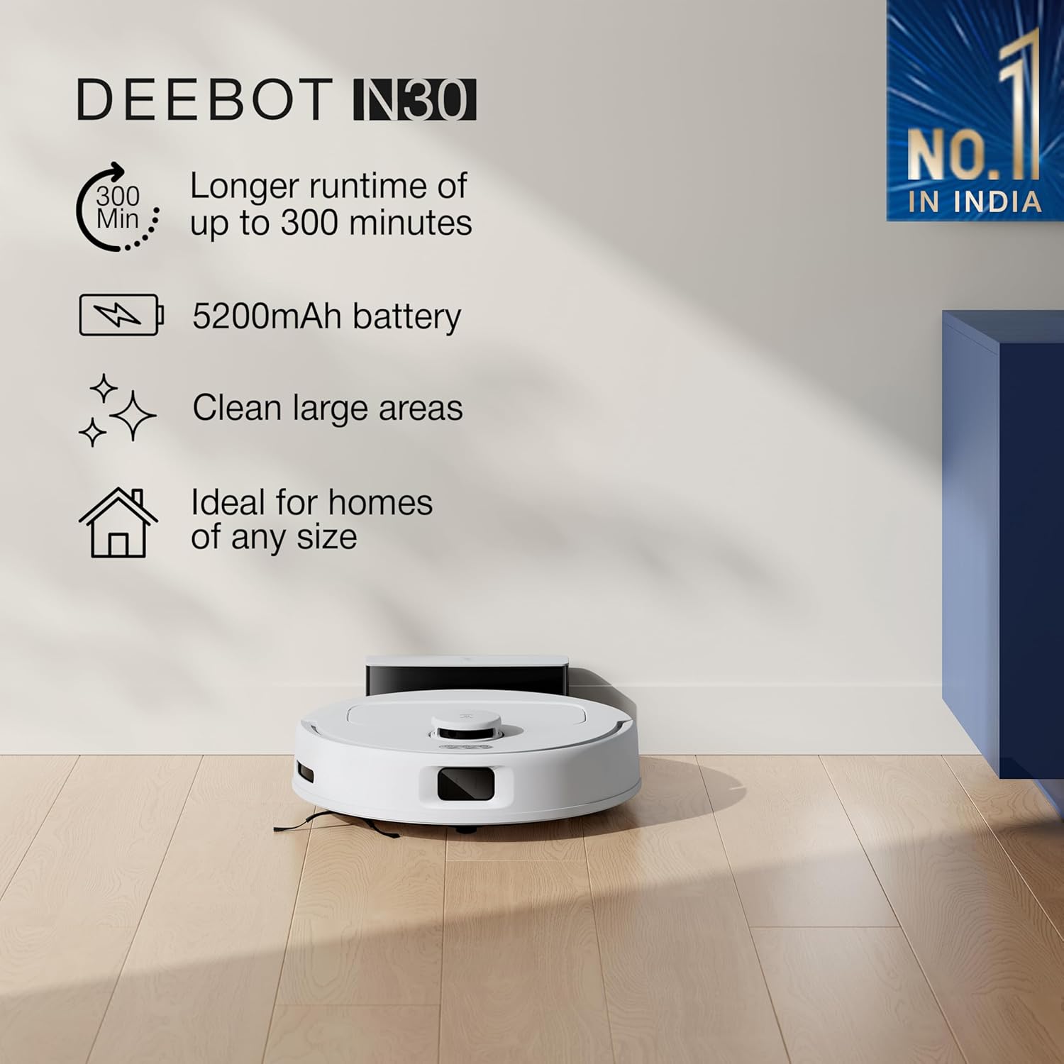 ECOVACS DEEBOT N30 White 2 in 1 Robot Vacuum Cleaner & Mop