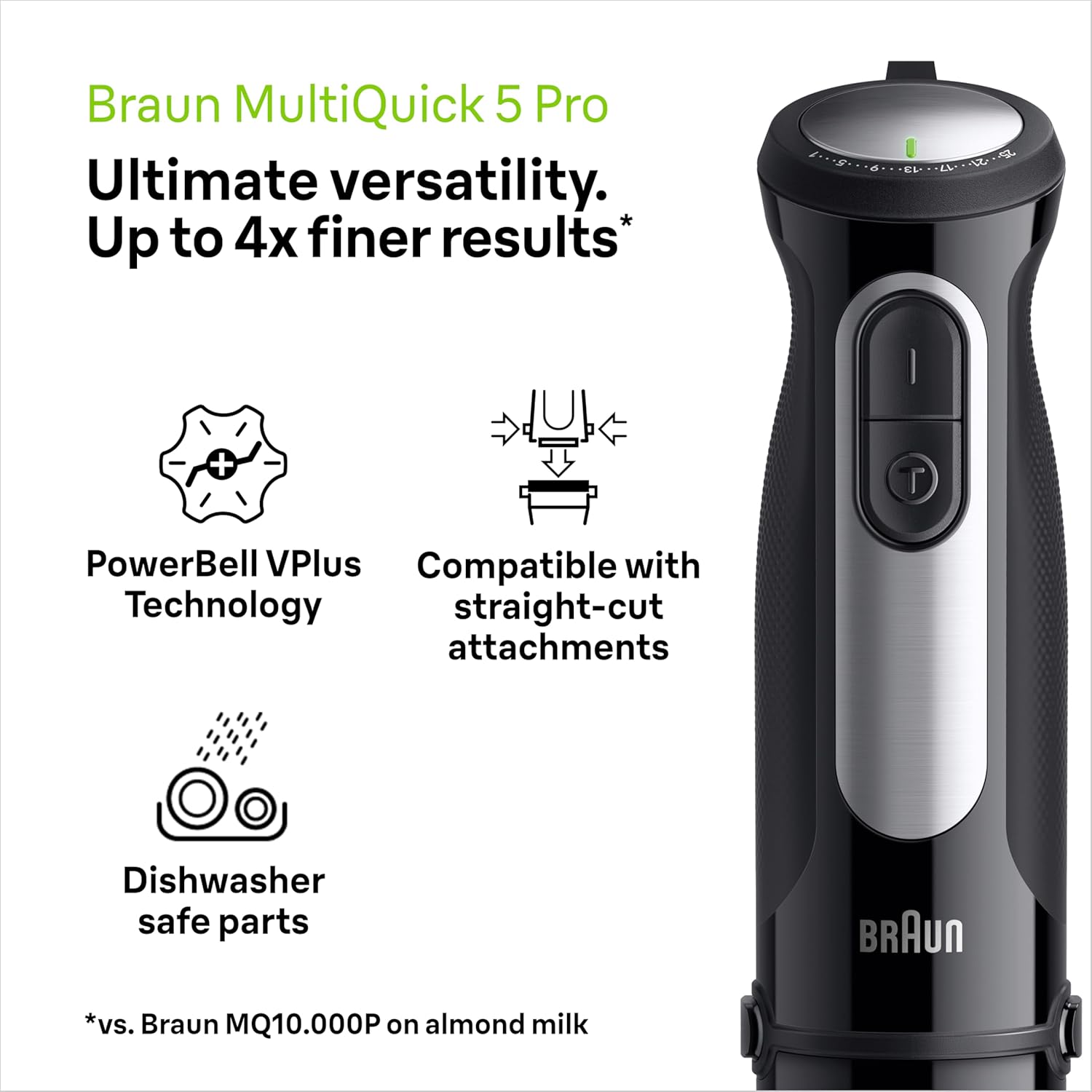 Braun MultiQuick 5 Pro Hand Blender 1000W with Beaker, 500ml Chopper, Whisk