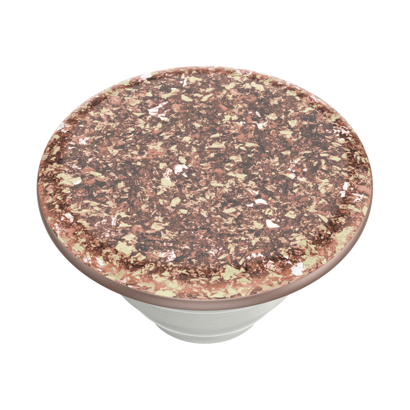 Close-up view of a PopSockets Phone Grip with Expanding Kickstand in the Glitter Foil Confetti Rose Gold design