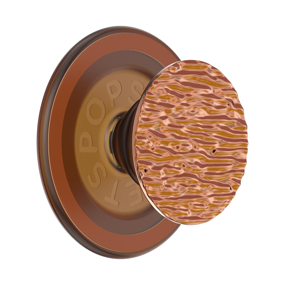 This image shows a PopSocket with a realistic woodgrain pattern on its top surface. The woodgrain design has detailed natural textures, mimicking the organic flow of wood lines with a warm, reddish-brown hue. The PopSocket’s base and ring are matte brown and orange-toned, complementing the wooden aesthetic. This accessory combines style and function, providing a comfortable grip while adding a rustic, nature-inspired touch to a device.