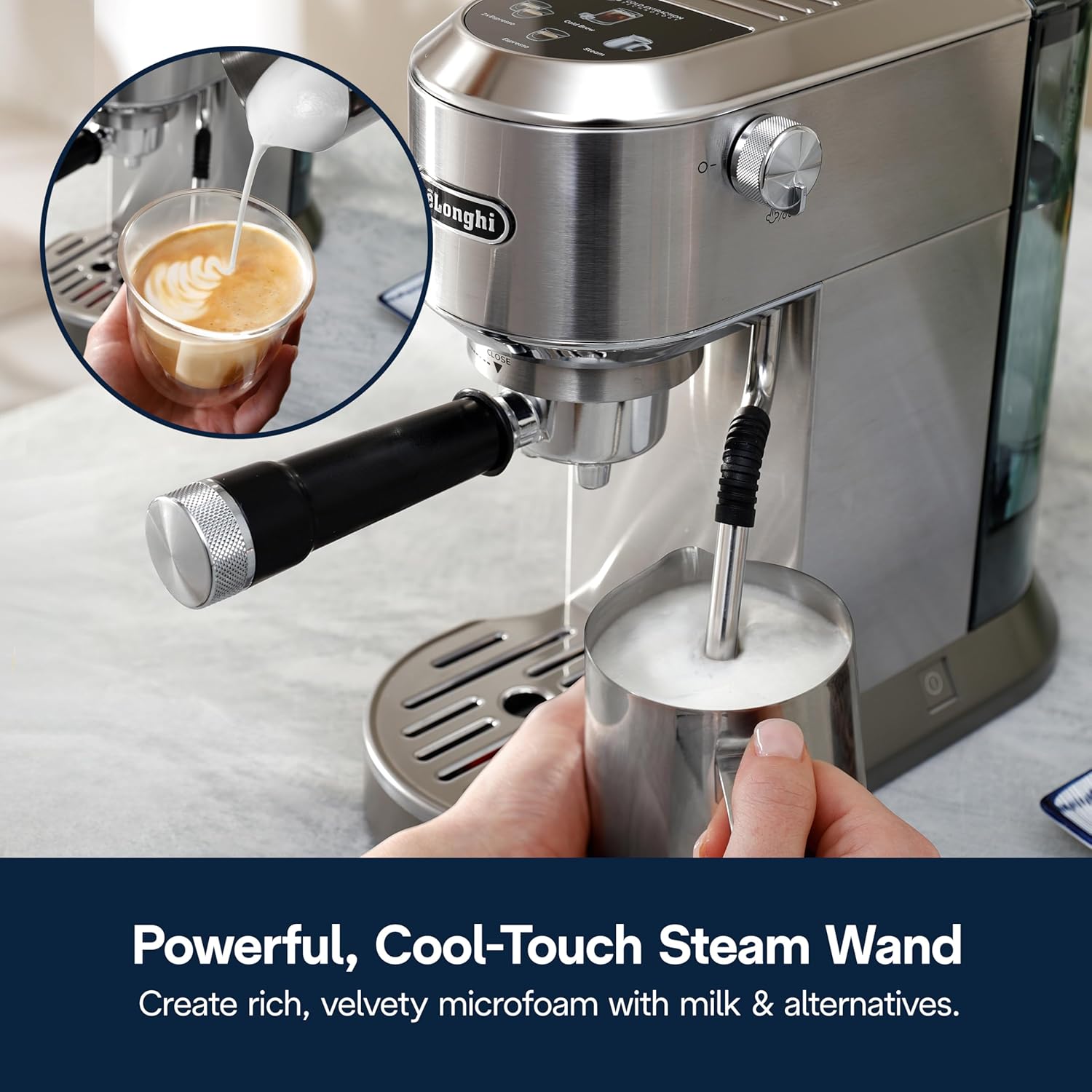 De’Longhi Dedica Duo Cold Brew Espresso Machine with Milk Frother