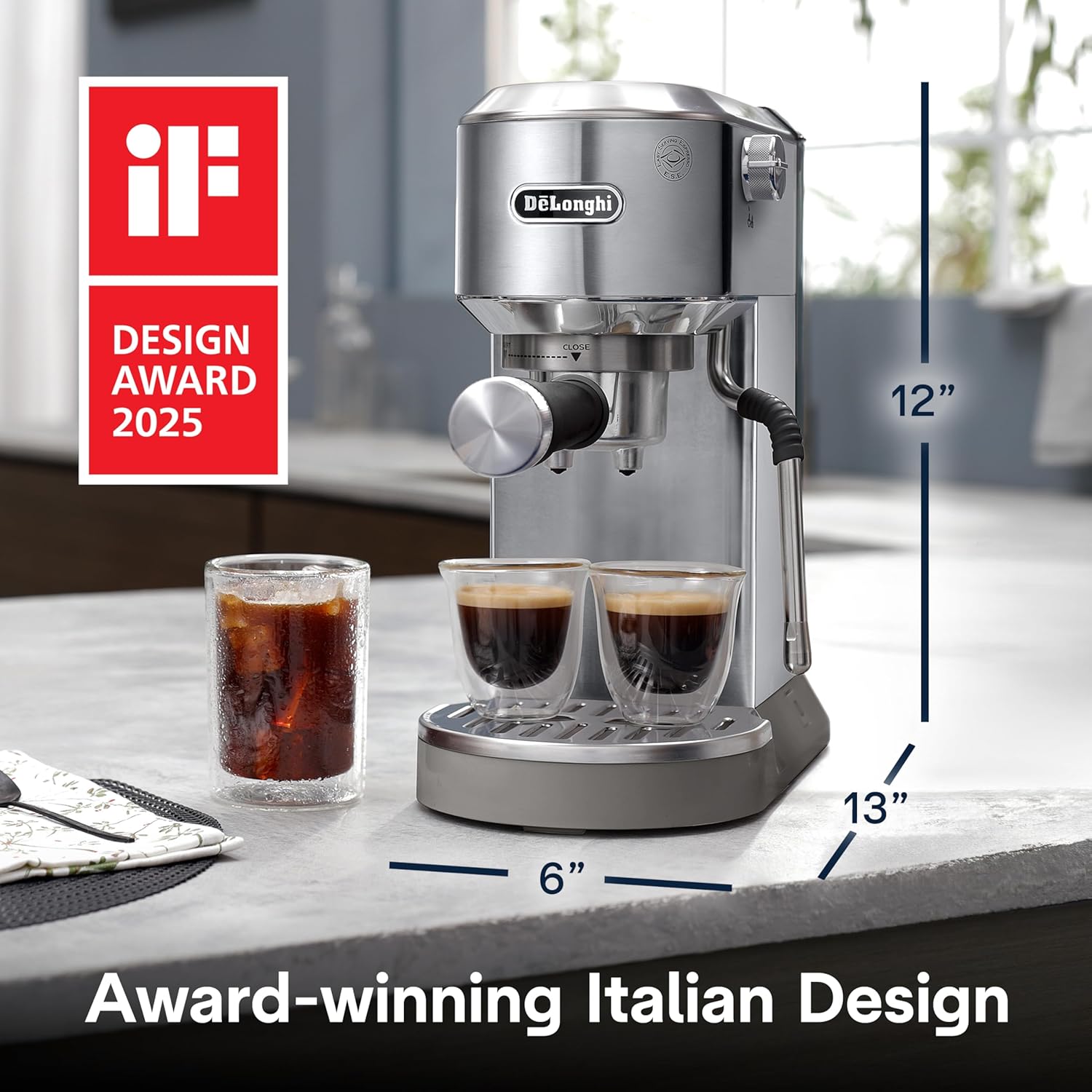 De’Longhi Dedica Duo Cold Brew Espresso Machine with Milk Frother