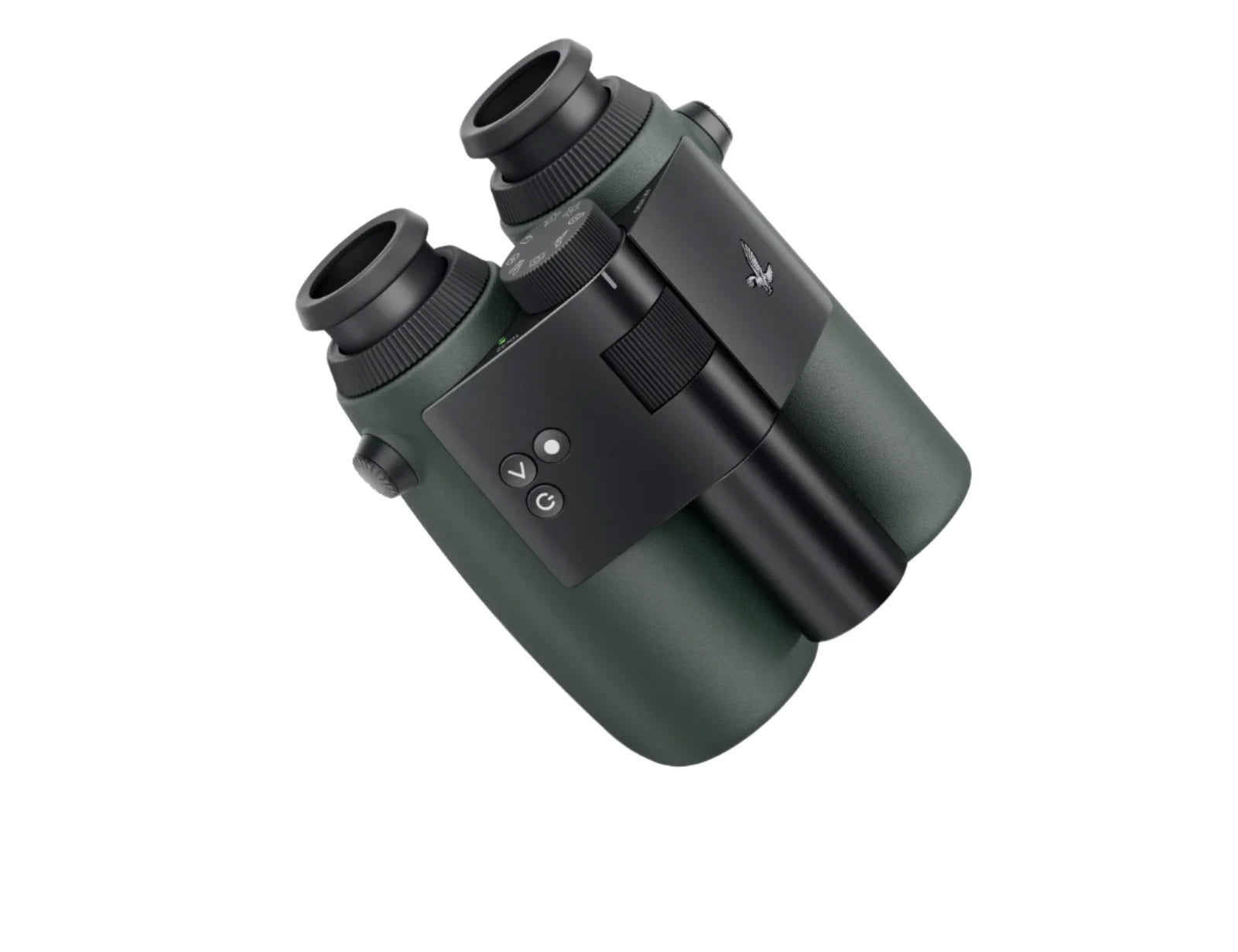 AX Visio smart binoculars with SWAROVISION technology, featuring ergonomic eyepieces, green body, and advanced control buttons for seamless operation.