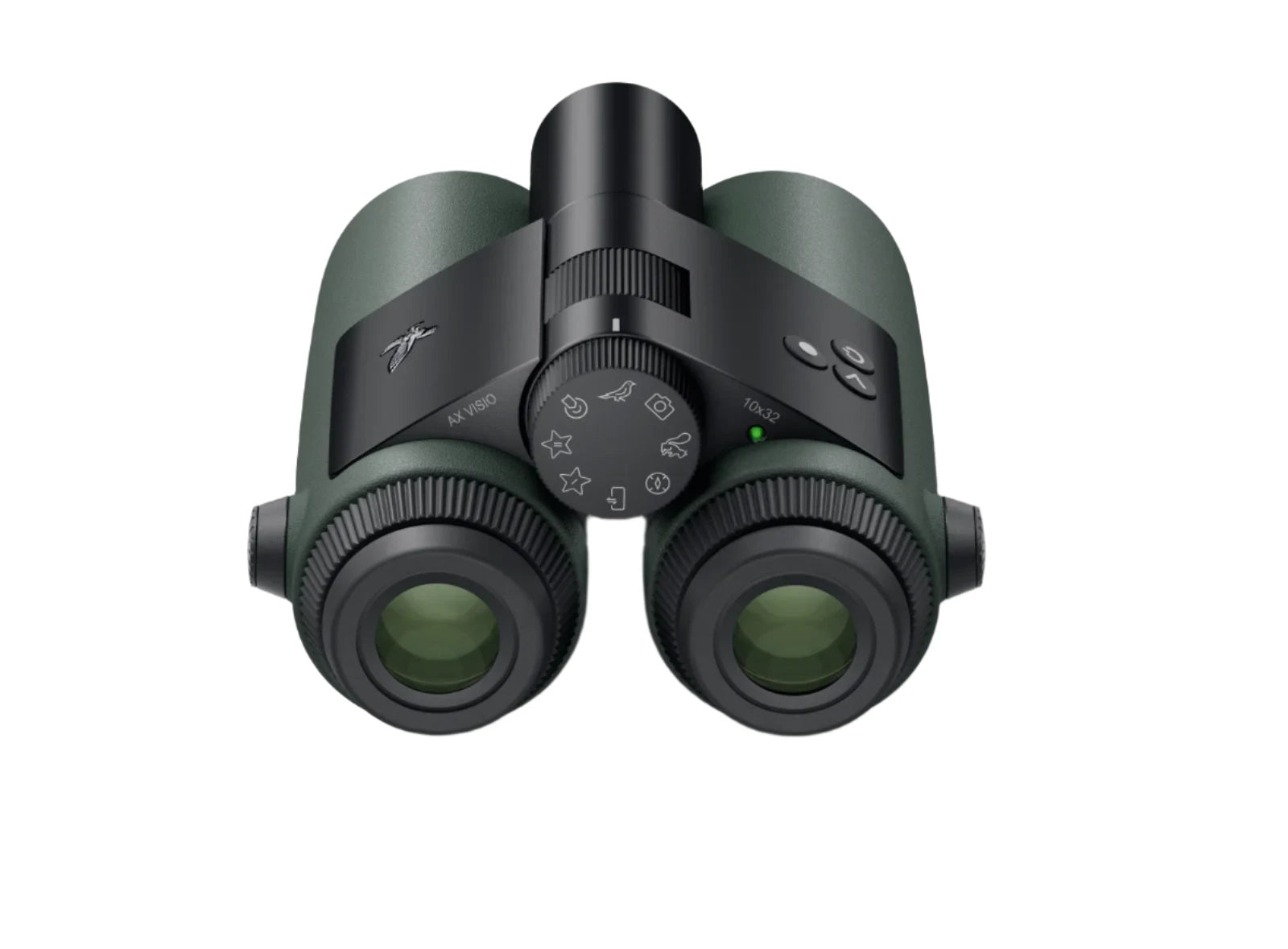 AX Visio smart binoculars with SWAROVISION technology, featuring top view controls for bird species identification and premium optics.