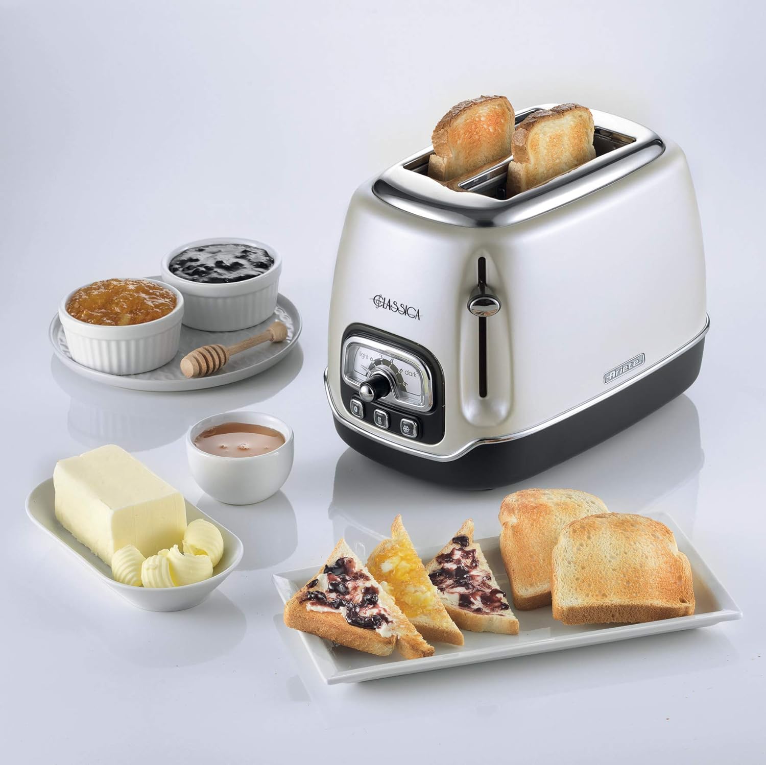 Ariete 0149B Moderna 2 Slice Toaster, Defrost, Heating & Cooking Function,  White