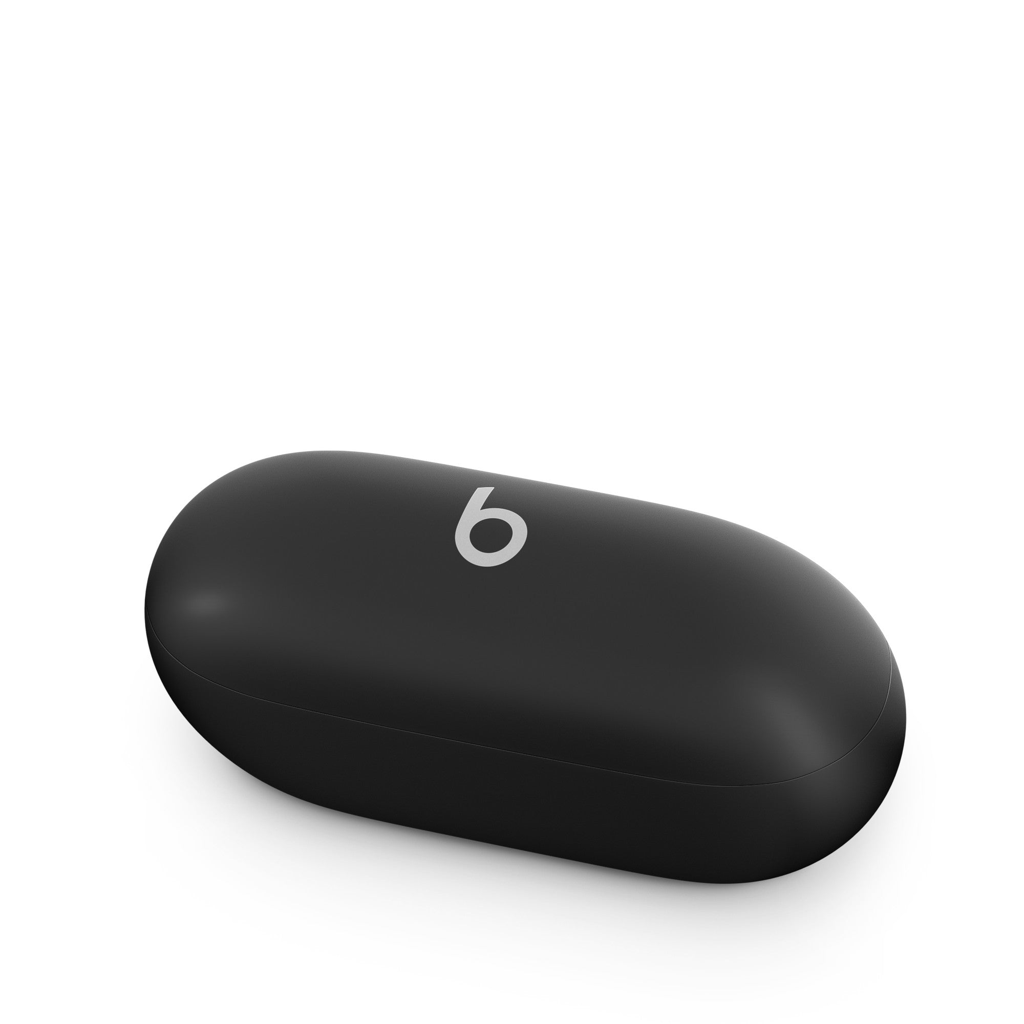 Wireless earbud charging case with sleek black matte finish and minimalist design.