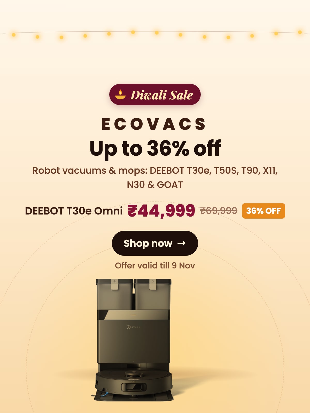 Diwali Sale ecovacs mobile banner