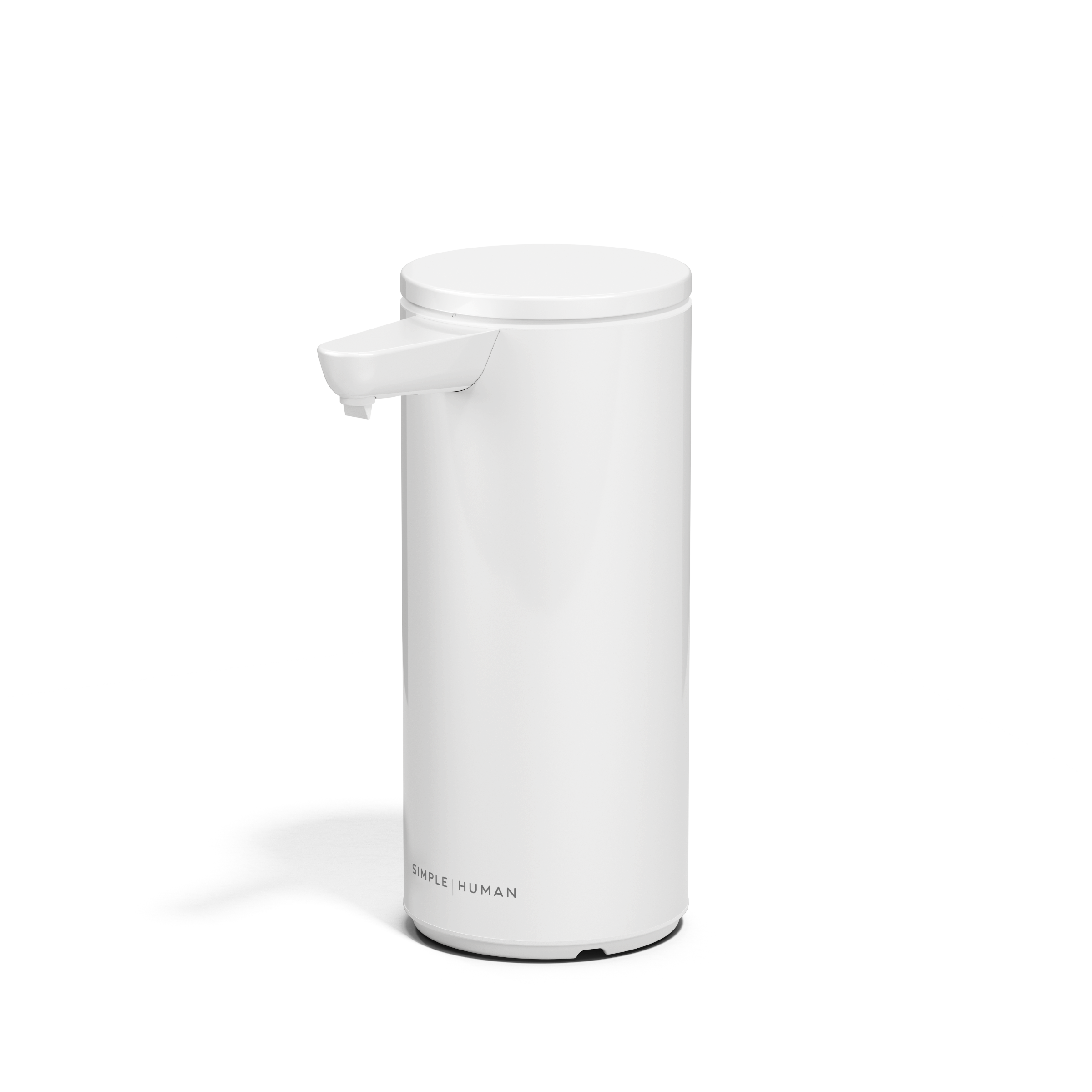 Angled view of white 9 oz sensor pump