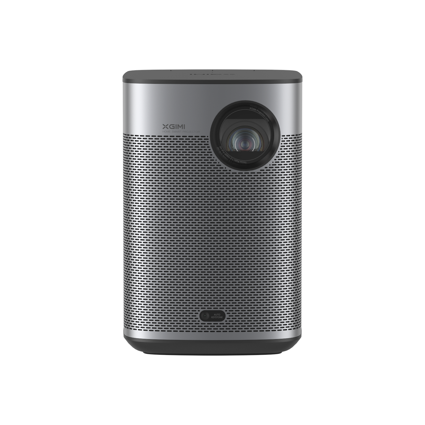 XGIMI Halo+ GTV projector angled view showing lens and speaker grille