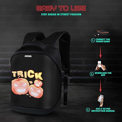 Hookaba Tech Trend LED Backpack 20L | Smart Display Bag | App Controlled,