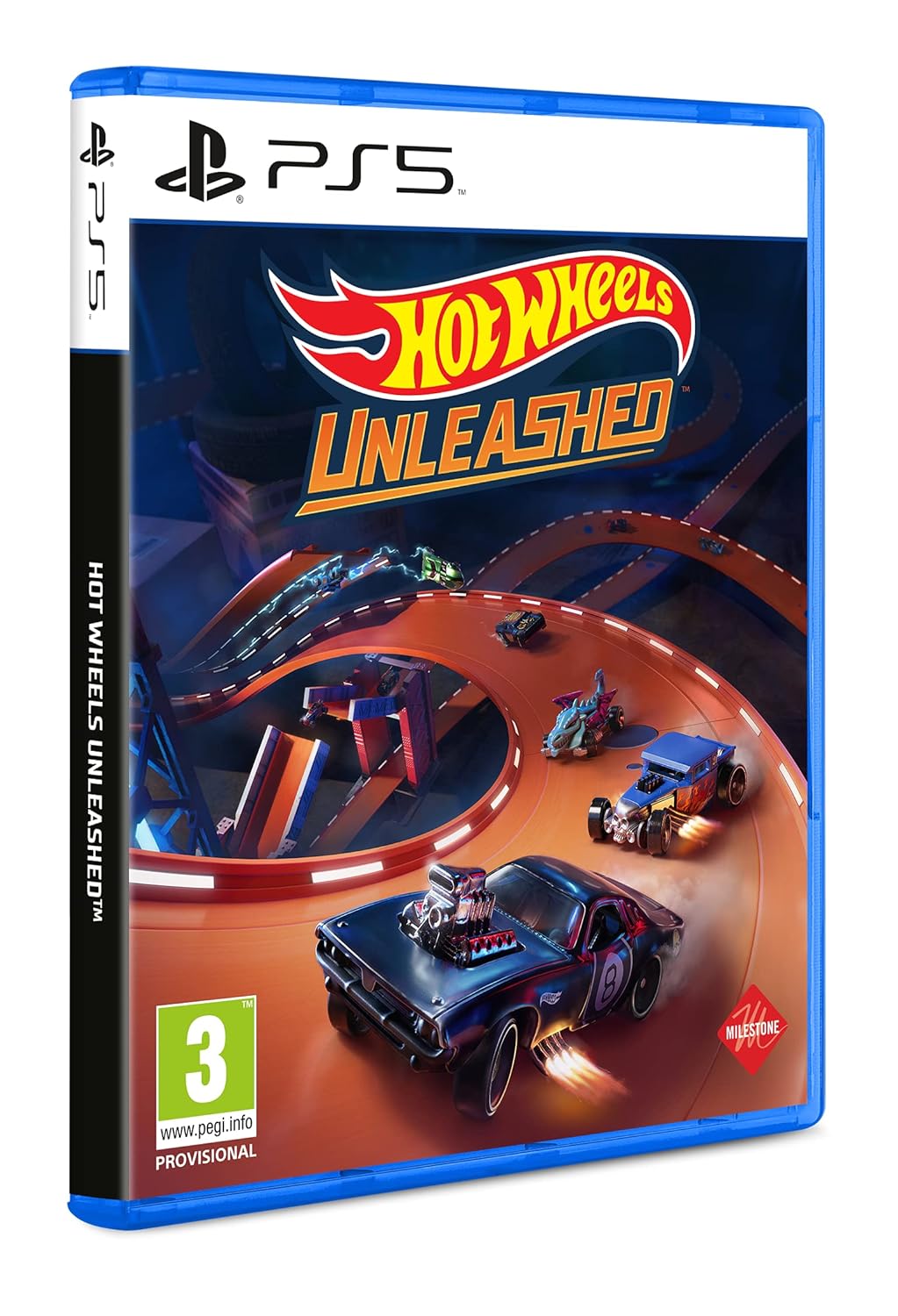 Hot Wheels Unleashed PS5 game, featuring high-speed racing action with iconic Hot Wheels cars on dynamic tracks.