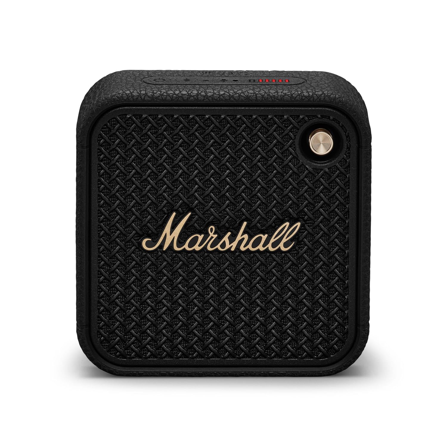 Marshall Willen II portable Bluetooth speaker in black with vintage-inspired grille design, offering powerful sound in a compact form.