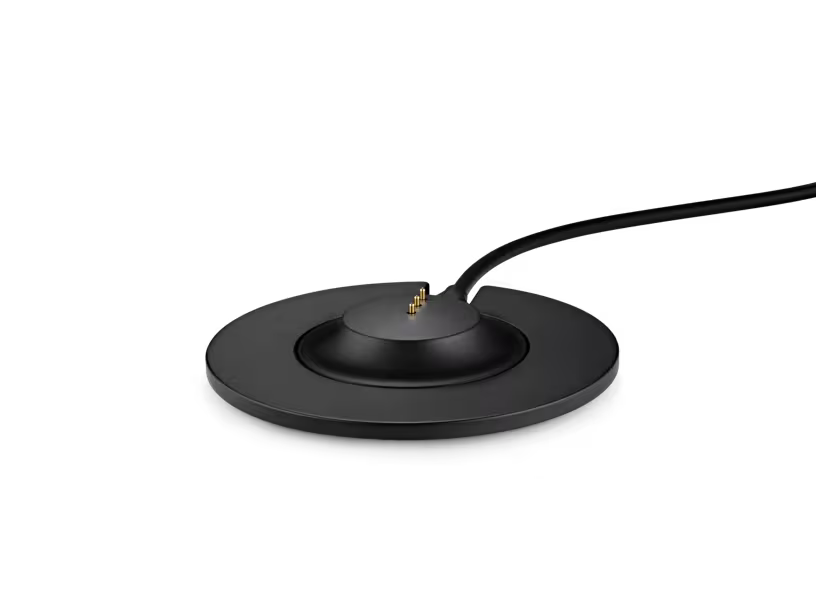 Black magnetic pickup with a cable on a white background