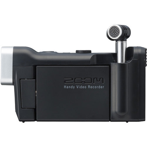 Zoom Q4n Handy Video Recorder with a side view showcasing the microphone and "Handy Video Recorder" label.