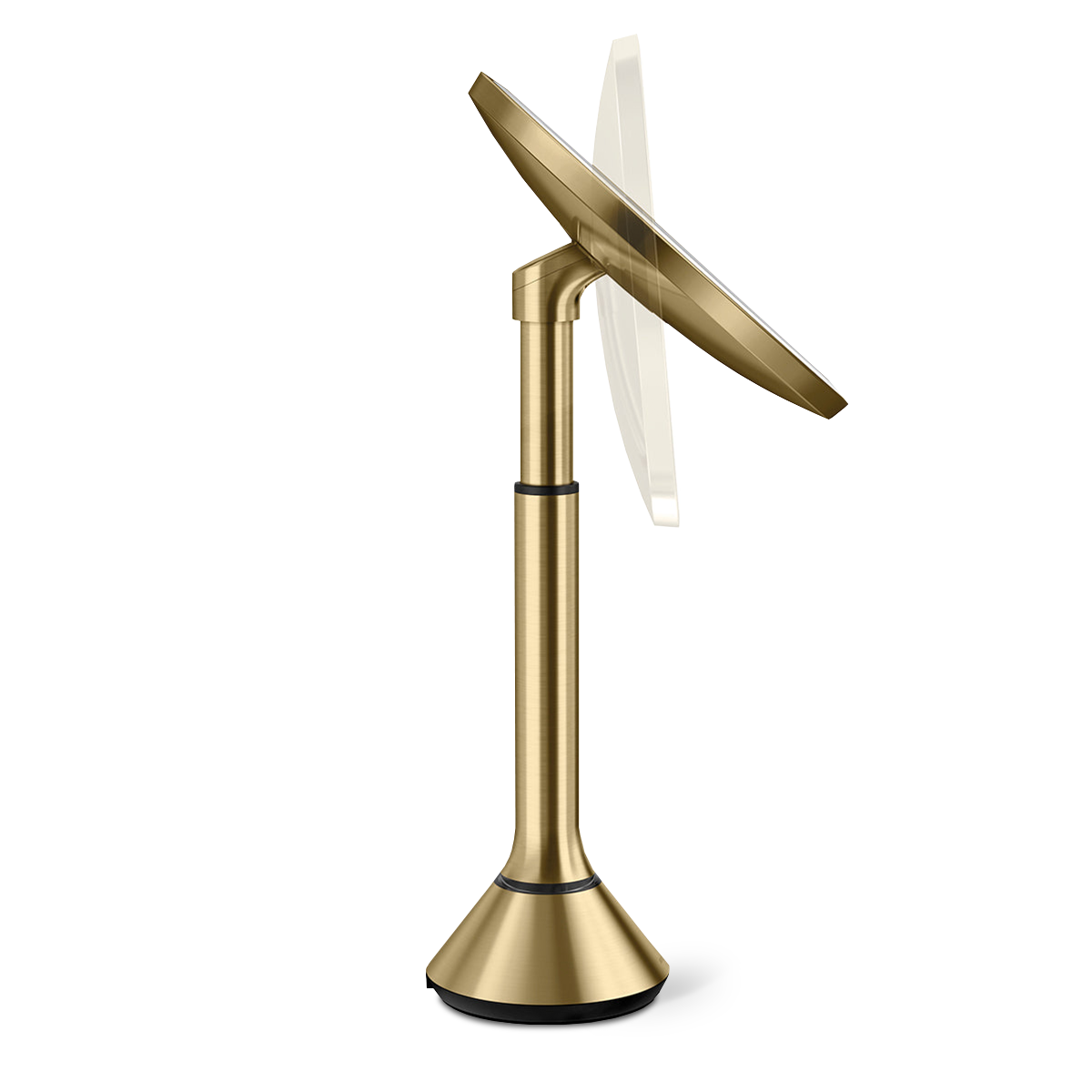 Side profile of brass Sensor Mirror Round showing pivoting tilt