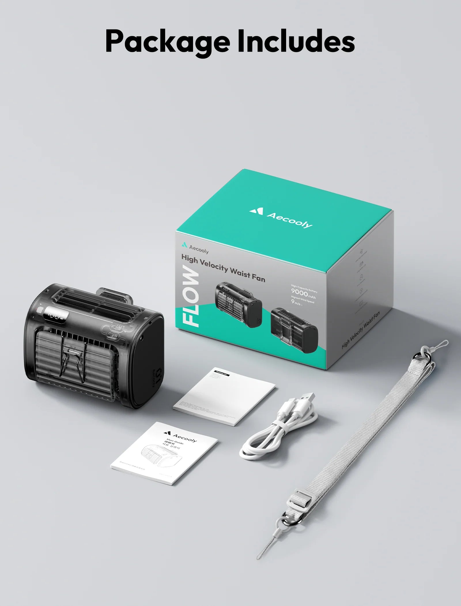 Aecooly Waist Clip Fan 9000 mAh
