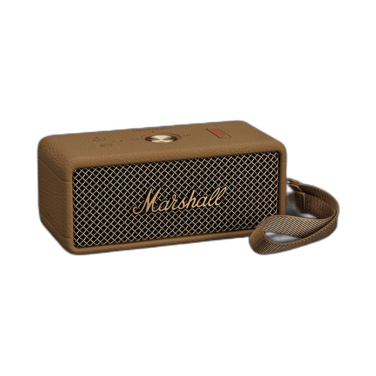 Marshall Emberton III portable Bluetooth speaker in Brown, angled front view on white background