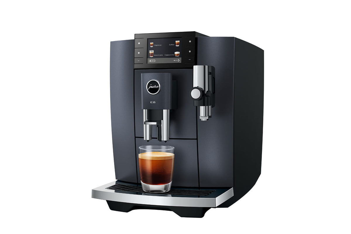 JURA E8 Cosmic Black (INTD) automatic coffee machine, front view