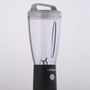 The image showcases a BlendJet blender with a transparent pitcher, a sturdy handle on the lid, and a sleek black base, designed for efficient and convenient blending.