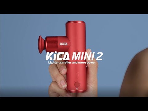 Video showcasing the KICA Mini 2 massager, including its compact design, powerful performance, interchangeable heads for targeted muscle relief, USB charging capability, and portability for on-the-go use