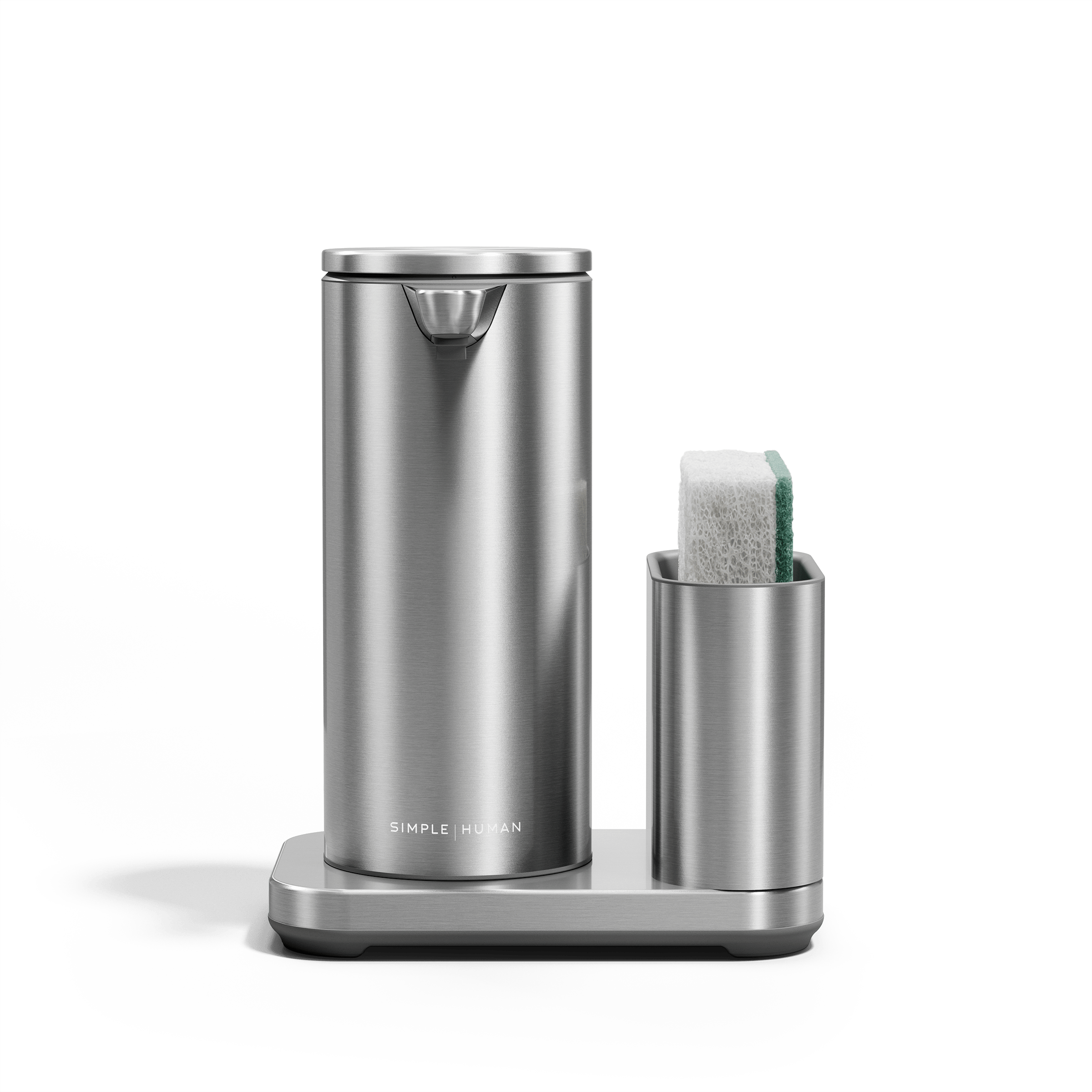 Simplehuman 9 oz sensor pump with sponge caddy in brushed stainless steel