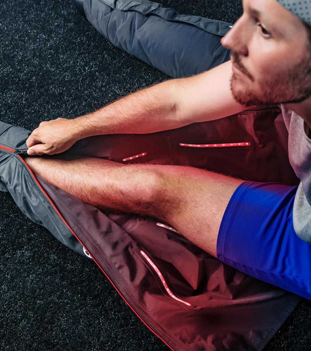 Infrared LED light therapy glowing inside JetBoots PRO Plus
