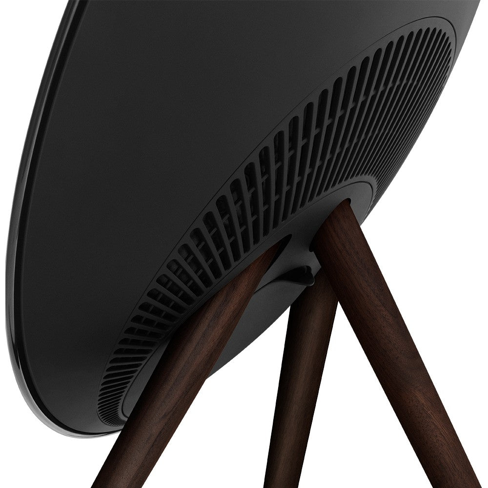 Bang & Olufsen Beosound A9 5th Gen in Black Anthracite, close-up of speaker grille and legs