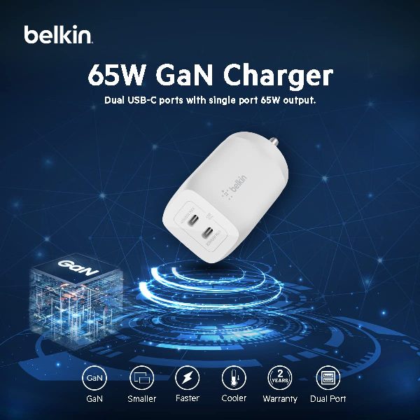 Belkin Boost GaN Dual Wall Charger 65W