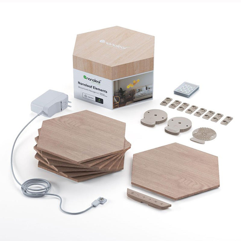 Nanoleaf Elements Hexagon Wood Look Starter Kit 7 Panels